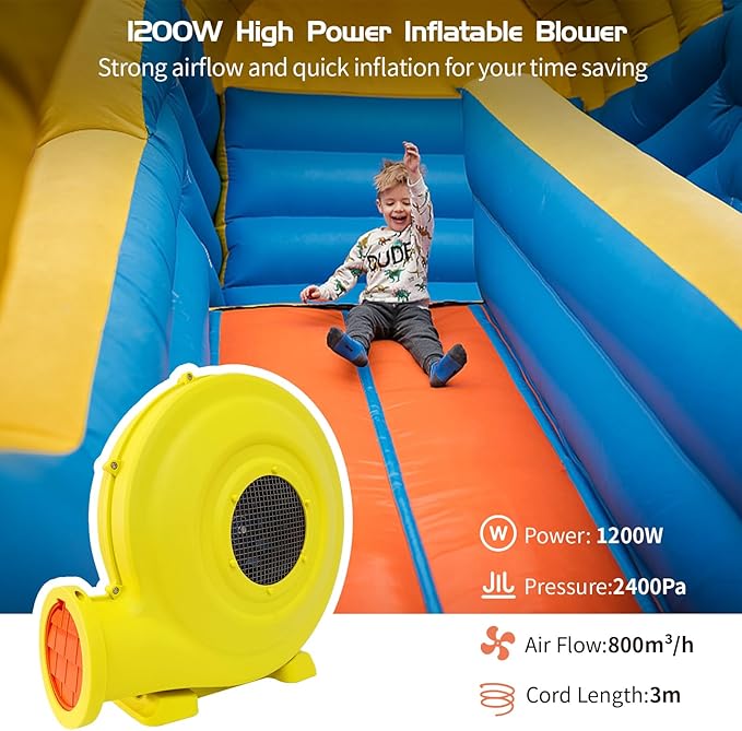 Inflatable Blower,1200W 1.5 HP Inflatable Bouncer Blower,Air Blower for Inflatables,Commercial Bounce House Blower for Bounce House,Inflatable Figures Outdoor Christmas Decorations - LeafyLoom