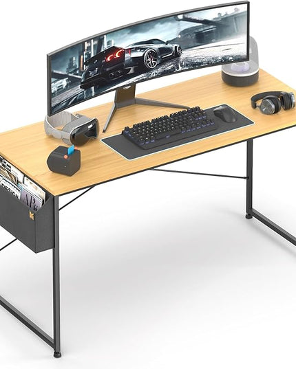 MoNiBloom Computer Desk, Modern Simple Style Laptop Table for Reading Writing Livingroom Bedroom - Light Walnut - LeafyLoom