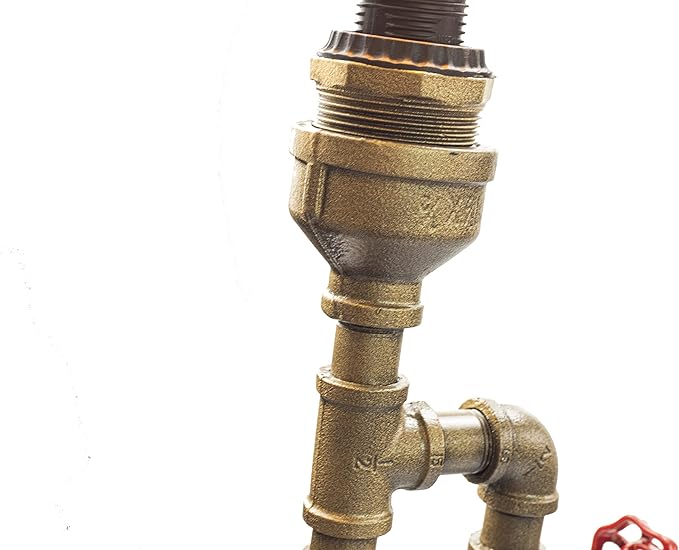 Steampunk Lamp with Dimmer, Dimmable Loft Style Industrial Vintage Antique Style Light with Bulb, Wood Base with Iron Piping Desk Lamp, Retro Desk Lamp LL-034 - LeafyLoom