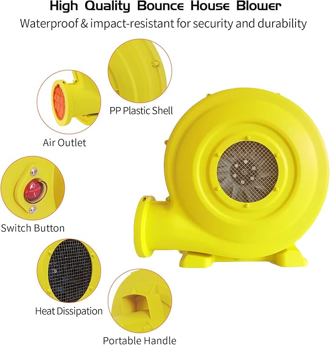 Inflatable Blower,1200W 1.5 HP Inflatable Bouncer Blower,Air Blower for Inflatables,Commercial Bounce House Blower for Bounce House,Inflatable Figures Outdoor Christmas Decorations - LeafyLoom
