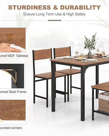 GLACER Dining Table Set, Small, Teak - LeafyLoom