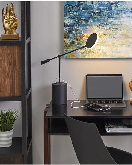 Adesso Home 2150-01 Contemporary Modern LED Desk Lamp from Grover Collection in Black Finish, 4.75 inches - LeafyLoom