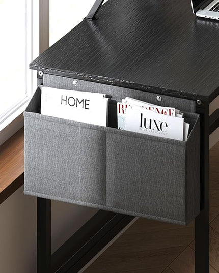 Need L Shaped Computer Desk 59 Inch Gaming Desk with Large Monitor Stand L Desk Corner Desk with Storage Bag for Home Office Writing Studying Black - LeafyLoom