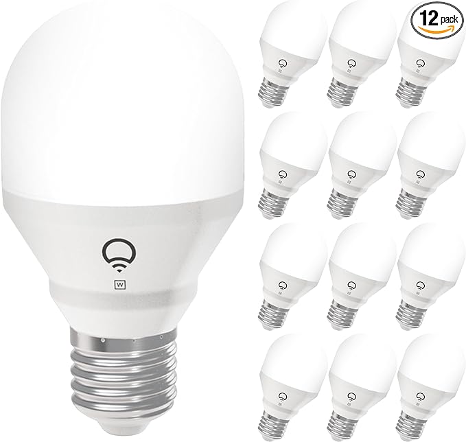 LIFX White A19 WiFi Smart LED Light Bulb, Dimmable, No Hub Required, Works with Alexa and Apple Home Kit, Hey Google, 2700k Warm White, 650 Lumens, 25,000-hour Lifetime, L3A19LW06E26US/12, 12 Pack LIFX