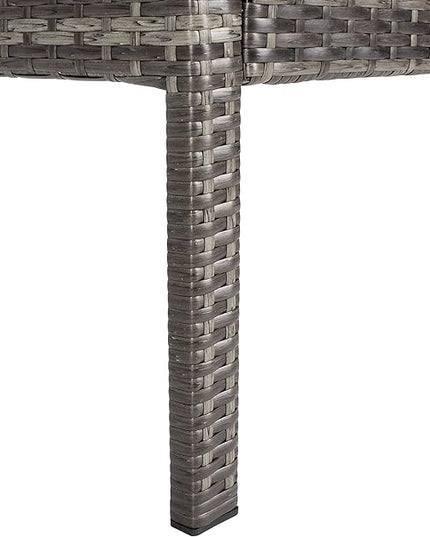 SAFAVIEH Outdoor Collection Bassey Grey Brown/White Cushion 4-Piece Conversation Patio Set PAT7507C - LeafyLoom