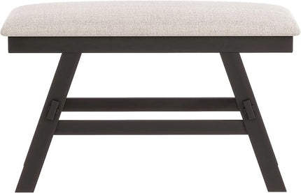 6-Piece Wood Kitchen Counter Height Dining Table Set with Bench and 4 Upholstered Chairs, Rustic Style, Espresso+Beige - LeafyLoom