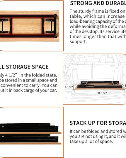 Need Folding Desk Small Desk 31 1/2" No Assembly Foldable Computer Desk for Small Space/Home Office/Dormitory,Teak&Black Frame - LeafyLoom