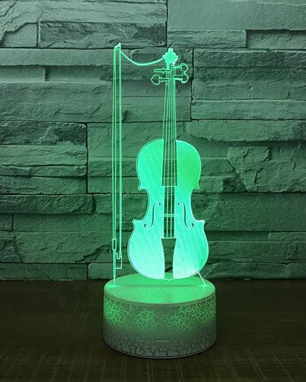 Violin Instrument Night Light 3D Visual Desk Lamp Violin Toy Household Home Room Decor 7 Colors Change Bedroom Touch Table Light Birthday Gift Christmas for Kids and Adult Violin Lover - LeafyLoom