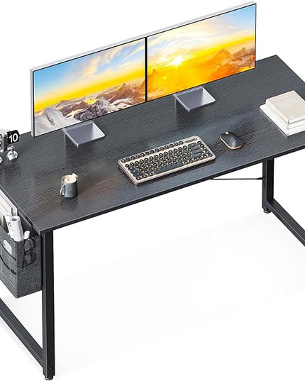 ODK Computer Desk Large Office Desk, 48 Inch Writing Desk with Storage, Modern PC Desk Work Table with Headphone Hook for Home Office, Black - LeafyLoom