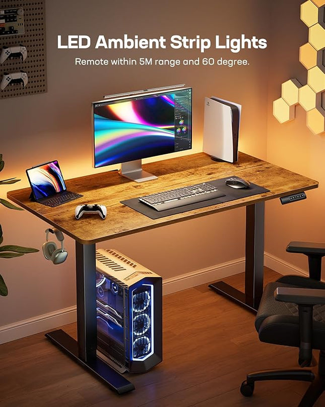 Marsail Electric Standing Desk, 48 * 24 Inch Height Adjustable Sit Stand up Desk with 3 Memory Preset, Headphone Hook Computer Desk Workstation for Home Office, Treadmill Pad - LeafyLoom