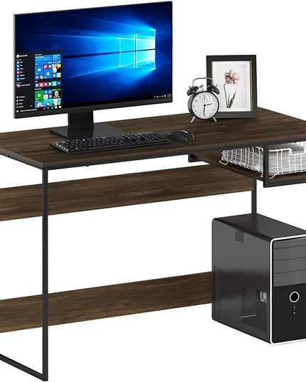 FURINNO Moretti Lifestyle Study Desk, 45 Inches, Columbia Walnut - LeafyLoom
