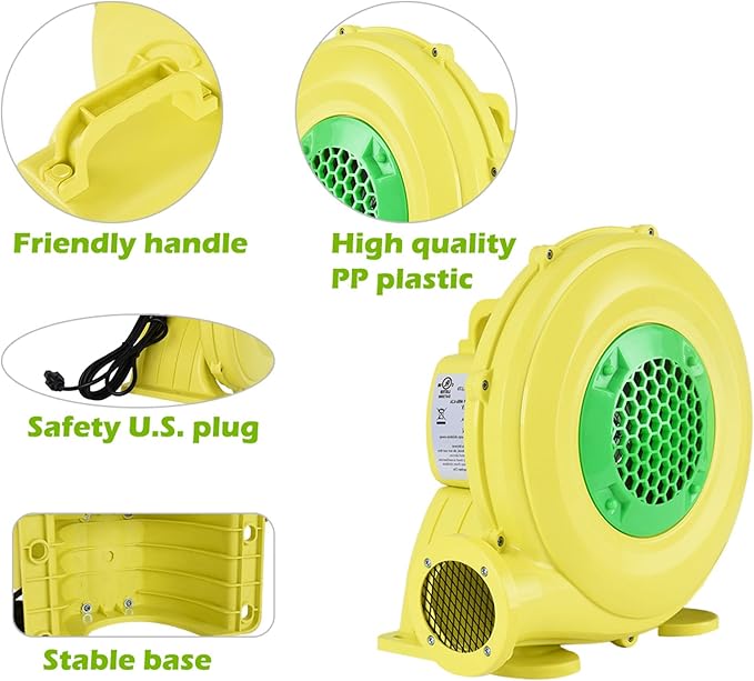 350W Air Blower, Pump Fan Commercial Inflatable Bouncer Blower, Perfect for Inflatable Water Bounce House, Jumper, Bouncy Castle Yellow - LeafyLoom