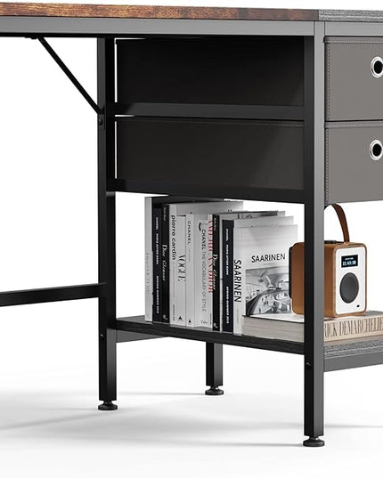 HOMIDEC Office Desk, Computer Desk with Drawers 47" Study Writing Desks for Home with Storage Shelves, Desks & Workstations for Home Office Bedroom - LeafyLoom