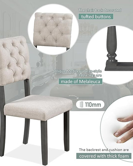 6-Piece Dinette Sets includes Kitchen Dining Table, 4 Chairs & Bench with Foam-covered Seat Backs & Cushions, for Diningroom Living Room, Easy to Assemble, Gray 4 - LeafyLoom