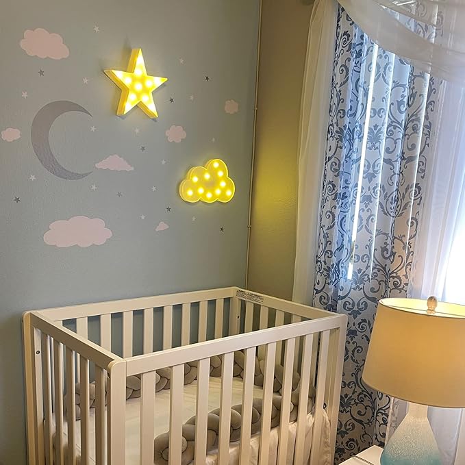 3Pcs Decorative LED Crescent Moon Star Cloud Night Light Can Be Hung On The Wall Children’S Room Room Light, Suitable for Birthday Parties, Holiday Decorations, Baby Room Decoration. - LeafyLoom