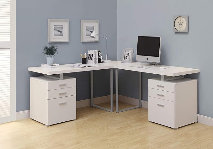 Monarch Specialties Hollow-Core Left or Right Facing Desk, 48-Inch Length, White - LeafyLoom