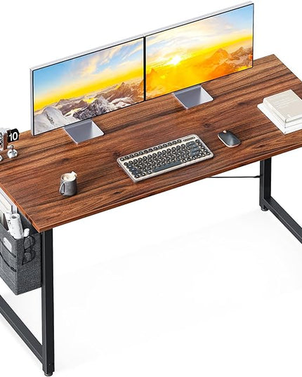 ODK Computer Desk Large Office Desk, 48 Inch Gaming Desk with Storage, Modern PC Desk Work Table with Headphone Hook for Home Office, Deep Brown - LeafyLoom