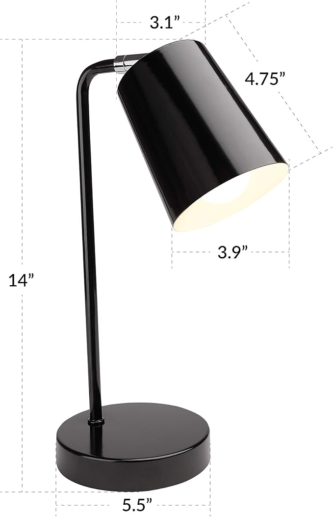 Newhouse Lighting NHDK-OS-BK Oslo Contemporary Desk Lamp with LED Bulb Included, Black - LeafyLoom