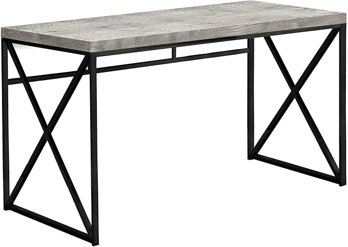 Monarch Specialties 7451 Computer Desk, Home Office, Laptop, Work, Laminate, Contemporary, Modern Desk-48, 47.25" L x 23.75" W x 29.75" H, Grey Reclaimed Wood-Look/Black Metal - LeafyLoom
