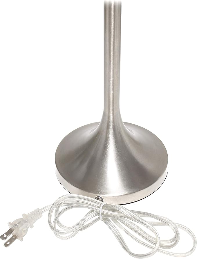 Simple Designs LT1076-BND Tapered Fabric Drum Shade Table Lamp, Brushed Nickel and Polka Dot - LeafyLoom