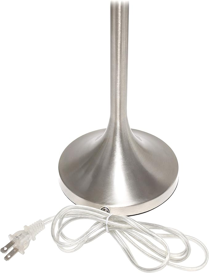 Simple Designs LT1076-BNW Tapered Fabric Drum Shade Table Lamp, Brushed Nickel and White - LeafyLoom