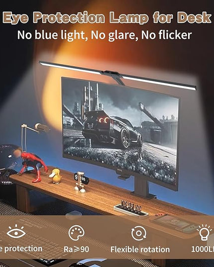 LED Desk Lamp for Home Office, Gooseneck Desk Light Architect Clip on office Lamp with 10 Dimmable 7 Modes, 24W Sensor Auto Dimming Table Lights for Desk, Adapter Included - LeafyLoom