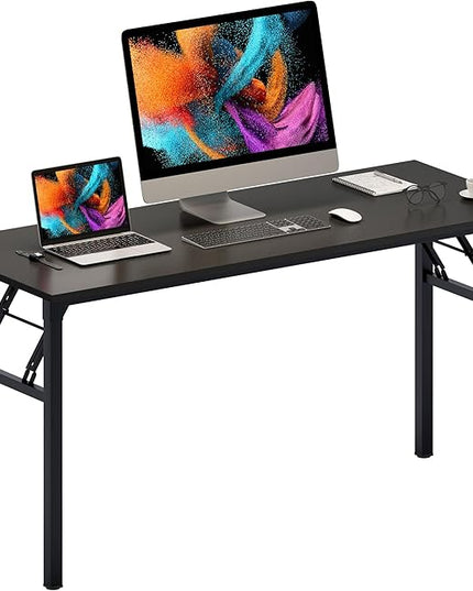 Need Home Office Desk - 60 Inches Large Computer Desk Sturdy Black Table Foldable Desk Gaming Computer Table No Assembly Required AC5CB 60 inch - LeafyLoom