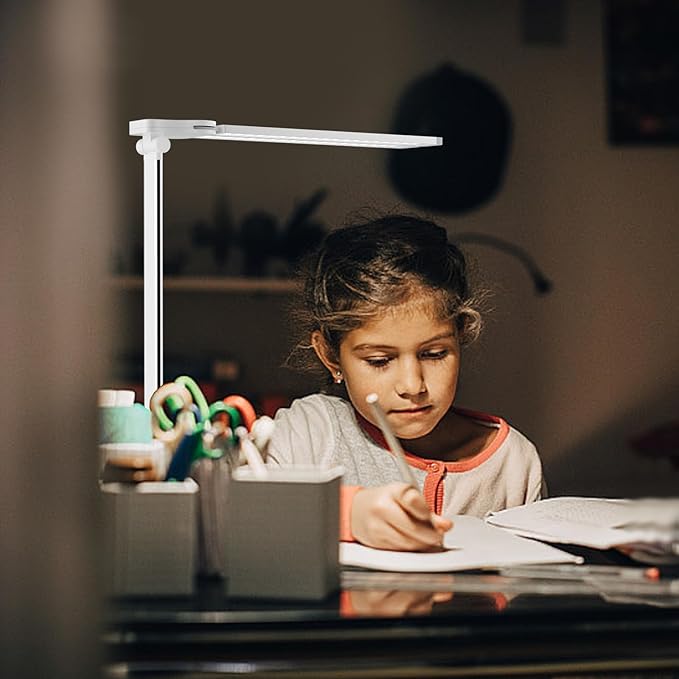 LED Desk Lamp, Dimmable Table Lamp for Reading,Lamp with USB Charging Port, 5 Lighting Modes, Sensitive Control, 45 Minutes Auto-Off Timer, Eye-Caring Lamp (White) - LeafyLoom