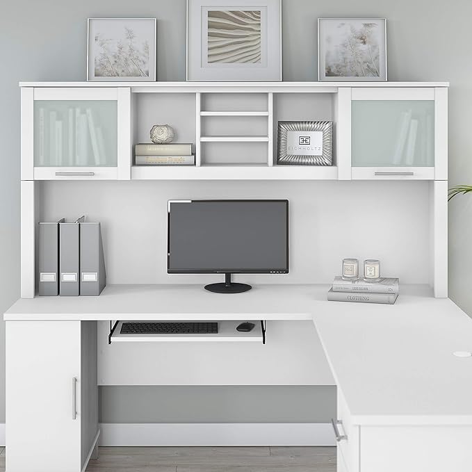 Bush WC81911 Somerset Transitional Hutch, White - LeafyLoom