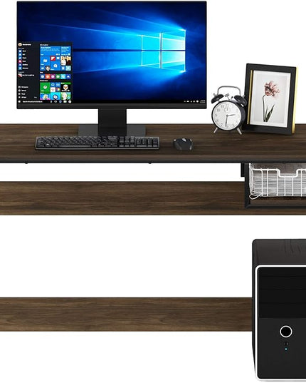 FURINNO Moretti Lifestyle Study Desk, 45 Inches, Columbia Walnut - LeafyLoom