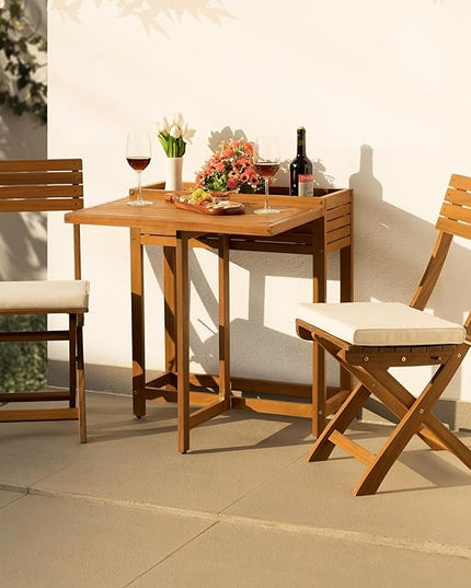 Natural Bistro Set, Onesize, Flower Shelf Table - LeafyLoom