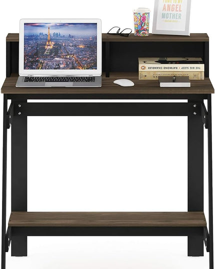 Furinno Simplistic A Frame Computer Desk, 17.9"D x 31.6"W x 35.5"H, Columbia Walnut - LeafyLoom