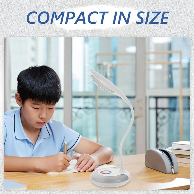 LED Gooseneck Desk Lamp, Office Desktop Lamp 3 Dimming Level, Touch Control, Battery Charging Table Lamp Adjustable Study Desk Lamp, Energy Saving Lamp Reading Light - LeafyLoom