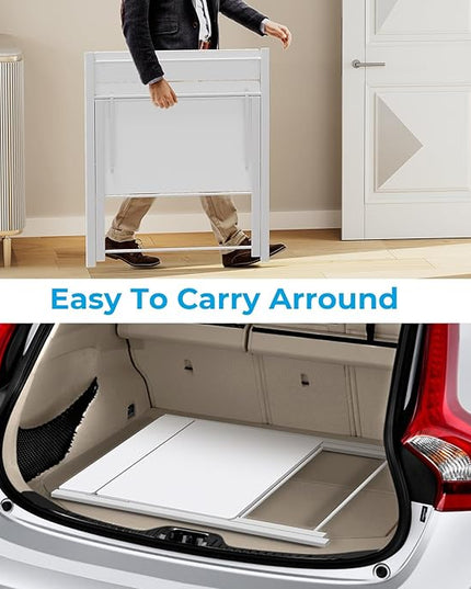 GreenForest Folding Desk No Assembly Required Small Size, 2-Tier Foldable Computer Desk with Shelf for Home Office, Space Saving Portable Laptop Study Foldable Table for Small Spaces, White - LeafyLoom