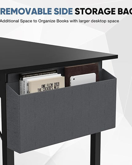 Office Desk Modern Simple Style Writing Study Work Computer Table for Home Bedroom, 32 Inch, Black - LeafyLoom