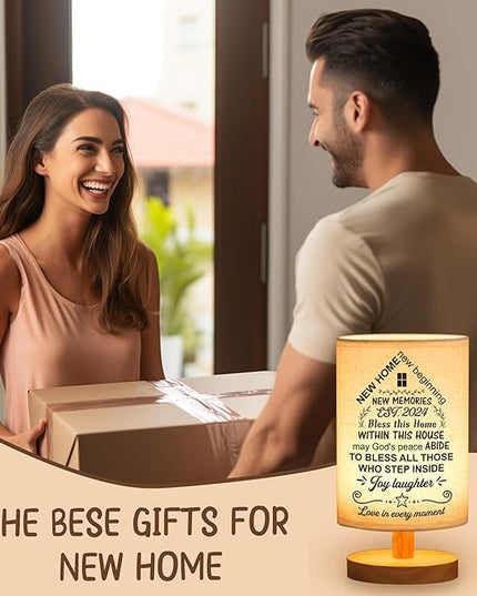 WSYEAR Housewarming Gift for New House Decor, Table Lamp Housewarming Gift Ideas,House Warming Gifts New Home Women Couple, New Home New Adventure New Memories - LeafyLoom