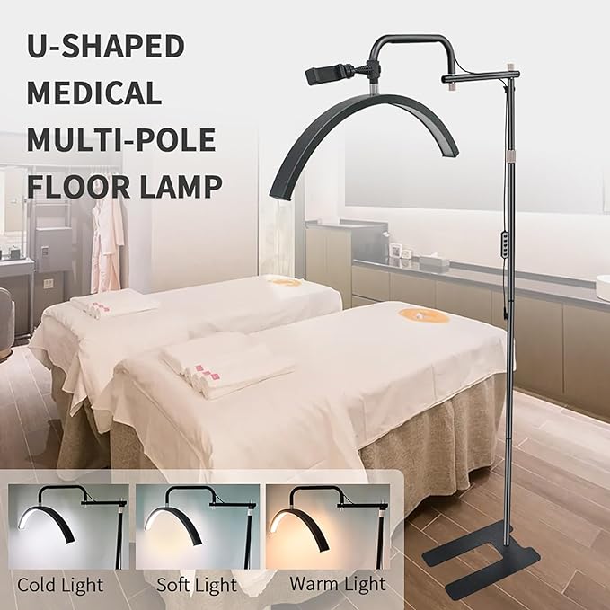 Lash Light Eyelash LED Floor Light Moon Light lash tech for Lash Extension, Half Moon Light for Beauty - Skincare,Lashes,Eyebrows,Facial,Tattoo, Adjustable Brightness for Lash lamp (Black) - LeafyLoom