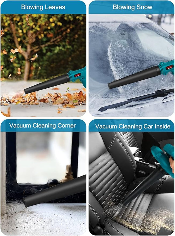 Cordless Leaf Blower with 2 Batteries and Charger,2-in-1 Lightweight Electric Mini Small Handheld Battery Powered Sweeper/Vacuum for Lawn Care,Patio,Blowing Leaves and Snow - LeafyLoom