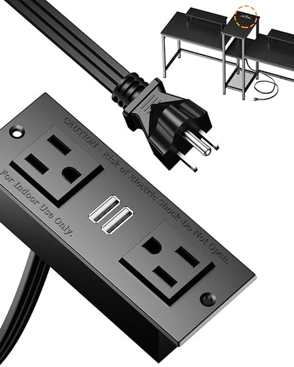Furologee Charging Station for Black 2 Penson Desk with LED Lights and Monitor Stand - LeafyLoom