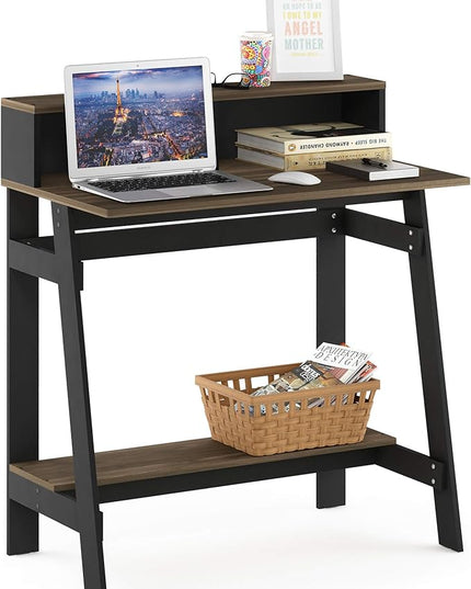 Furinno Simplistic A Frame Computer Desk, 17.9"D x 31.6"W x 35.5"H, Columbia Walnut - LeafyLoom
