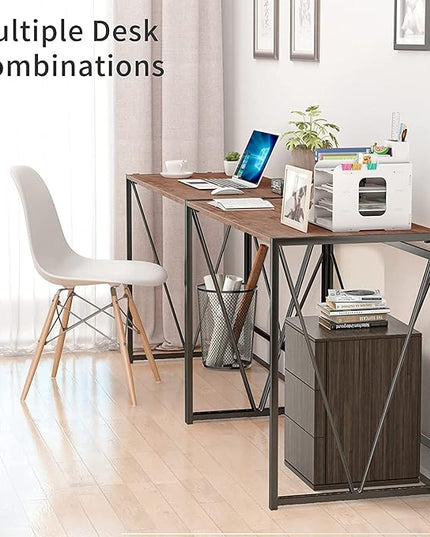 NWCD3D Folding Computer Desk, Brown - LeafyLoom