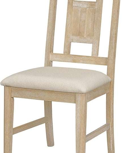 6-Piece Retro Dining Set, Minimalist Rectangular Table and 4 Upholstered Chairs & 1 Bench with a Shelf for Kitchen Living Room, Natural Wood Wash, 60" L x 43" W x 30" H - LeafyLoom