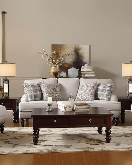 Set of 2 Modern Table Lamps for Living Room, Contemporary Nightstand Lamp with Dual USB Port, Bedside Lamps with White Frosted Glass Night Light for Bedroom, 4 Bulbs Included (Black) - LeafyLoom