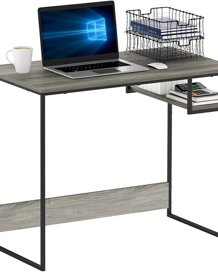 Furinno Moretti Lifestyle Study Desk, 35 Inches, French Oak Grey - LeafyLoom