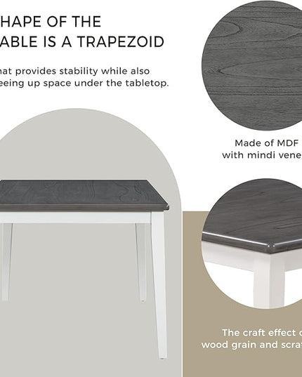 6-Piece Wood Rectangular Dining Table Set with 4 Upholstered Chairs & Bench for Home Kitchen Room, Classic and Traditional Style, 1, White+Gray 1 - LeafyLoom