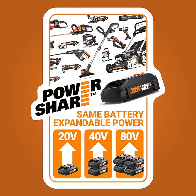 WORX Cordless Leaf Blower 20V WORXAIR Turbine Blower WG547.2 for Lawn Care Yard Work, 2 Variable Speed Control, 1 * 4.0 Ah Battery & Charger Included - LeafyLoom