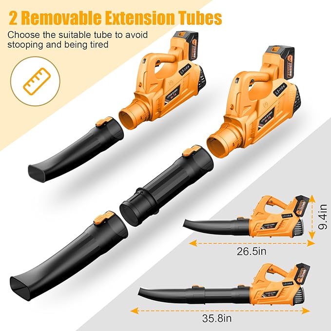 Leaf Blower - 320CFM 180MPH 21V Leaf Blower Cordless with 2 X 5.0 Ah Battery & Charger, Electric Leaf Blower Battery Powered Leaf Blower Lightweight for Snow Blowing & Lawn Care Yard Cleaning - LeafyLoom