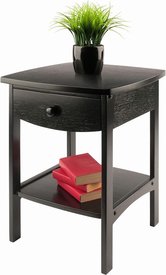 Winsome Basics Solid Wood End Table Nightstand - LeafyLoom