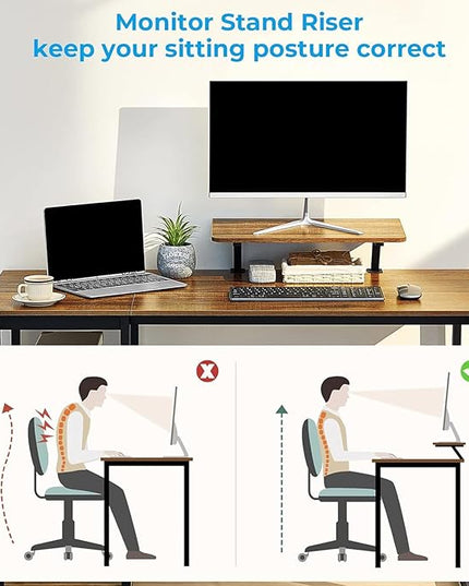 GreenForest Computer Desk with Monitor Stand,39 inch Small Desk with Reversible Storage Shelve,Home Office Work Desk for Small Spaces,Easy Assembly,Walnut - LeafyLoom