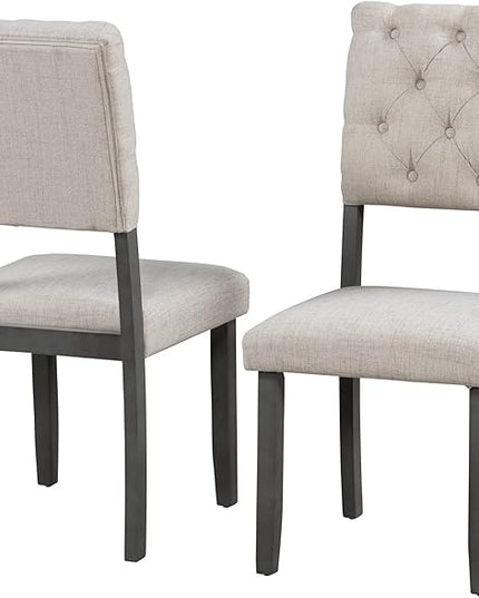 Kitchen 6-Piece Table and Chair Set with Special-shaped Legs and Foam-covered Seat Backs&Cushions for Dining Room, Gray, 1 - LeafyLoom